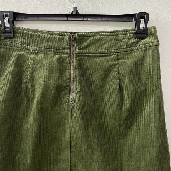 J Crew Size 8 Skirt Mini Corduroy Army Green Back Zip Academia Preppy NWT - Picture 5 of 7